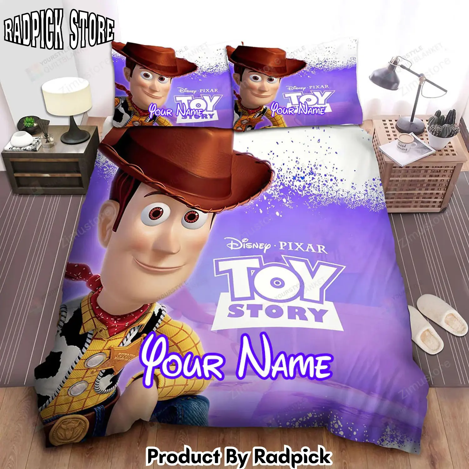 Radpick toy story sheriff woody on disney pixar poster bed sheets spread comforter duvet cover personalized name bedding sets rp327648